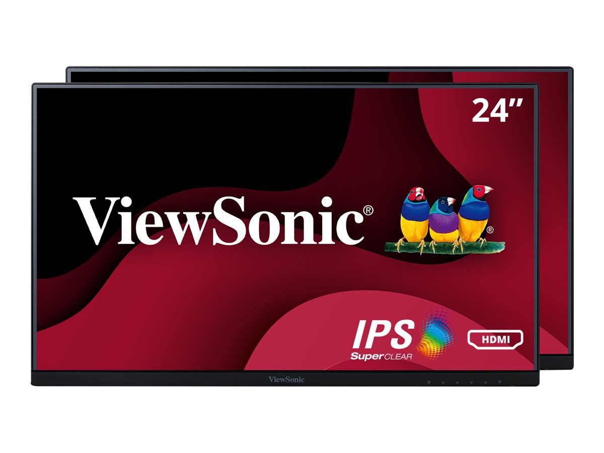 ViewSonic VA2456-MHD_H2 - 1080p IPS Dual Pack Head-Only Monitors Adaptive Sync, HDMI, DP, VGA - 250 cd/m² - 24"