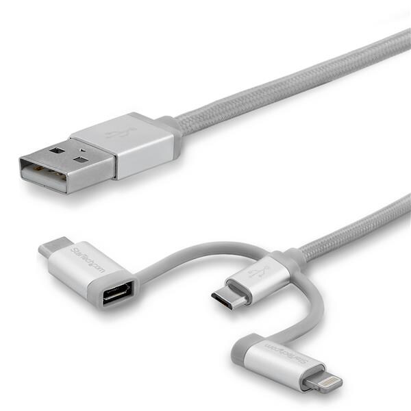 StarTech.com 6.6' 2m USB Multi Charging Cable - Lightning USB-C Micro-USB