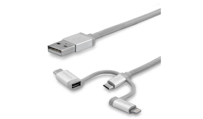 StarTech.com 6.6' 2m USB Multi Charging Cable - Lightning USB-C Micro-USB