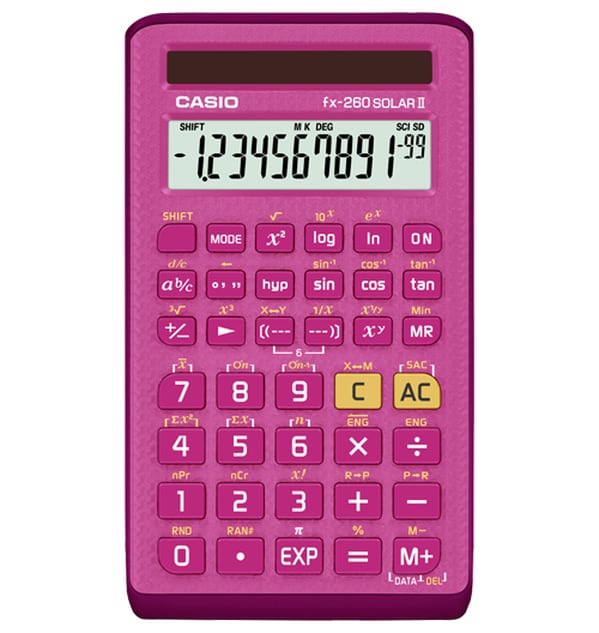 Casio FX 260 Solar II Scientific Calculator - Pink