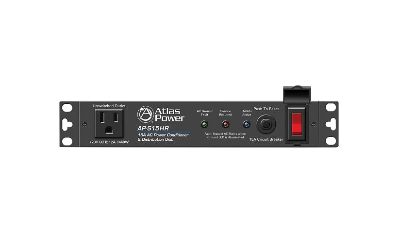 AtlasIED 15A Half Width Rack AC Power Conditioner with Removable Rack Ears