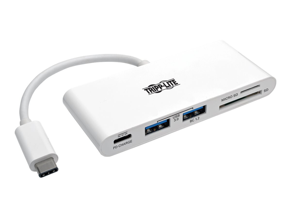 Tripp Lite 2-Port USB-C to USB-A Hub Micro SD & SD/MMC Reader & USB Charging - hub - 2 ports