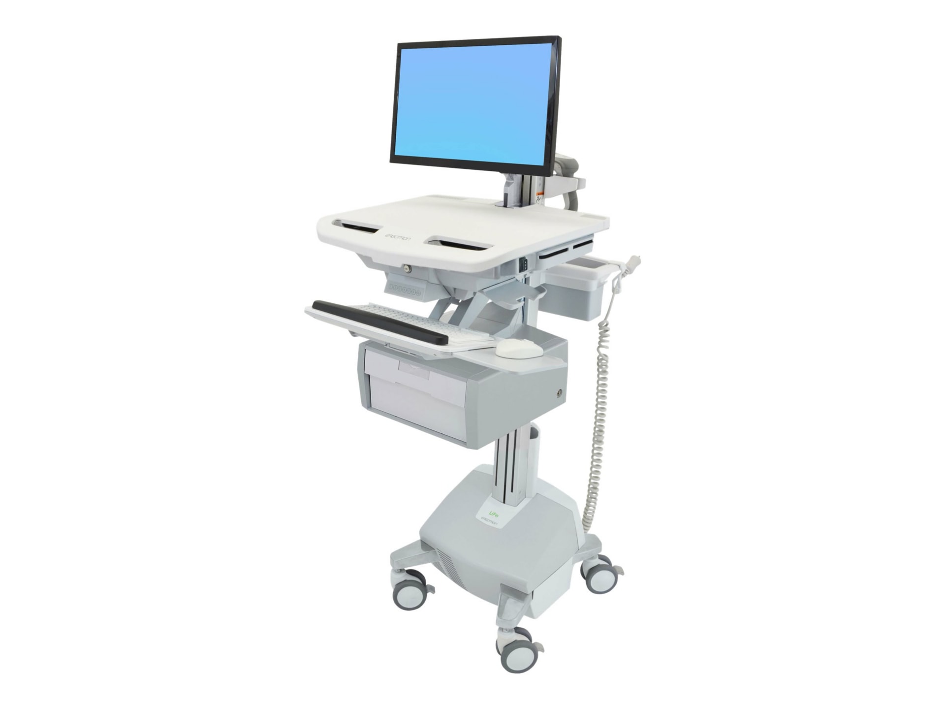 Ergotron StyleView Electric Lift Cart with LCD Arm, LiFe Powered, 1 Tall Drawer (1x1) cart - open architecture - for LCD