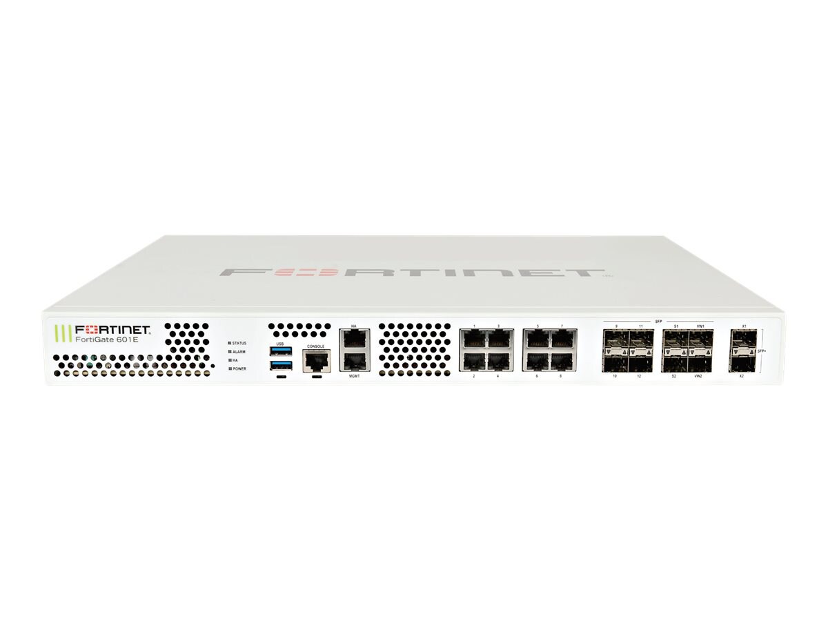 Fortinet FortiGate 601E - security appliance - with 1 year FortiCare 24X7 S