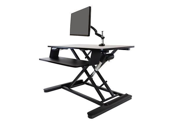 Black Includes Dual Monitor Stand Adjustable Sit Stand Desk 30 Wide VESA compatible 75x75 Ergotech Freedom Stand 100x100 0-13.2lb weight capacity 13-30 Monitor size 
