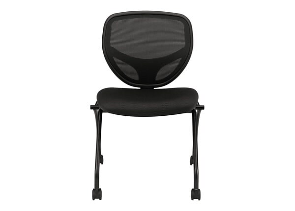 HON Mesh Armless Dual-Wheeled Nesting Chair - Black