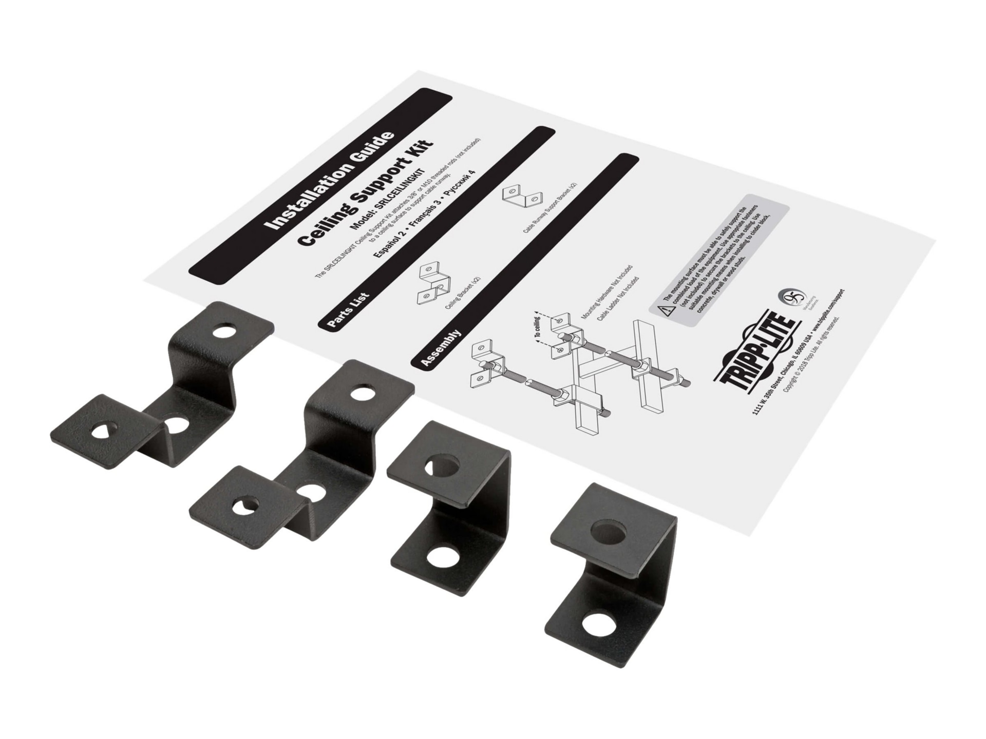 Tripp Lite Ceiling Support Kit for 12 in. or 18 in. Cable Runway, Straight and 90-Degree - ceiling support kit