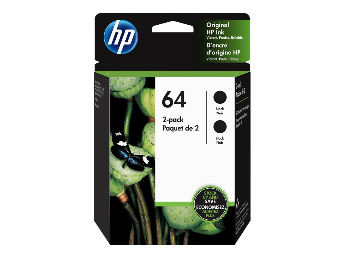 Hp 64 2 Pack Black Original Ink Cartridge 3yp22an 140