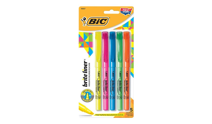 BIC Brite Liner Pocket-Style Highlighters - 5-Pack