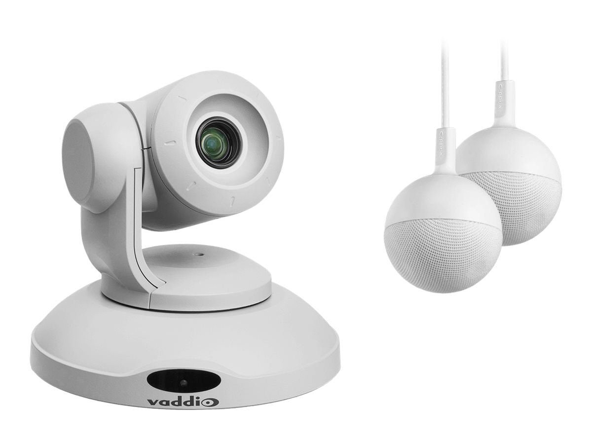 Vaddio ConferenceSHOT AV HD Video Conferencing System - PTZ Camera and Two CeilingMIC Conference Microphones - White