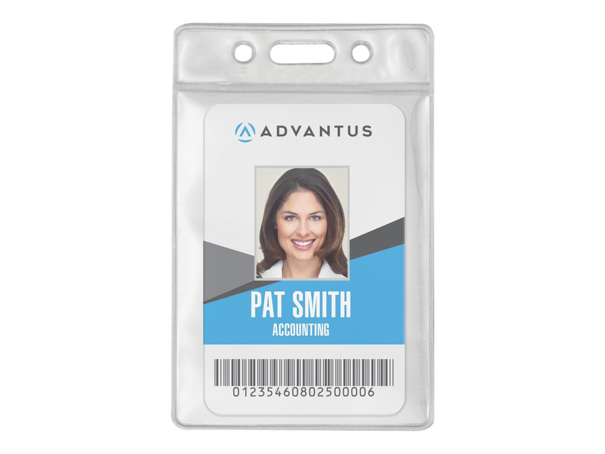Advantus Vertical Vinyl ID Badge Holder - Clear,50/Pack