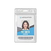 Advantus Vertical Vinyl ID Badge Holder - Clear,50/Pack