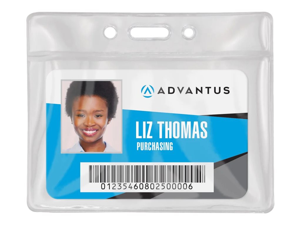 Advantus Horizontal Vinyl ID Badge Holder - Clear,50/Pack