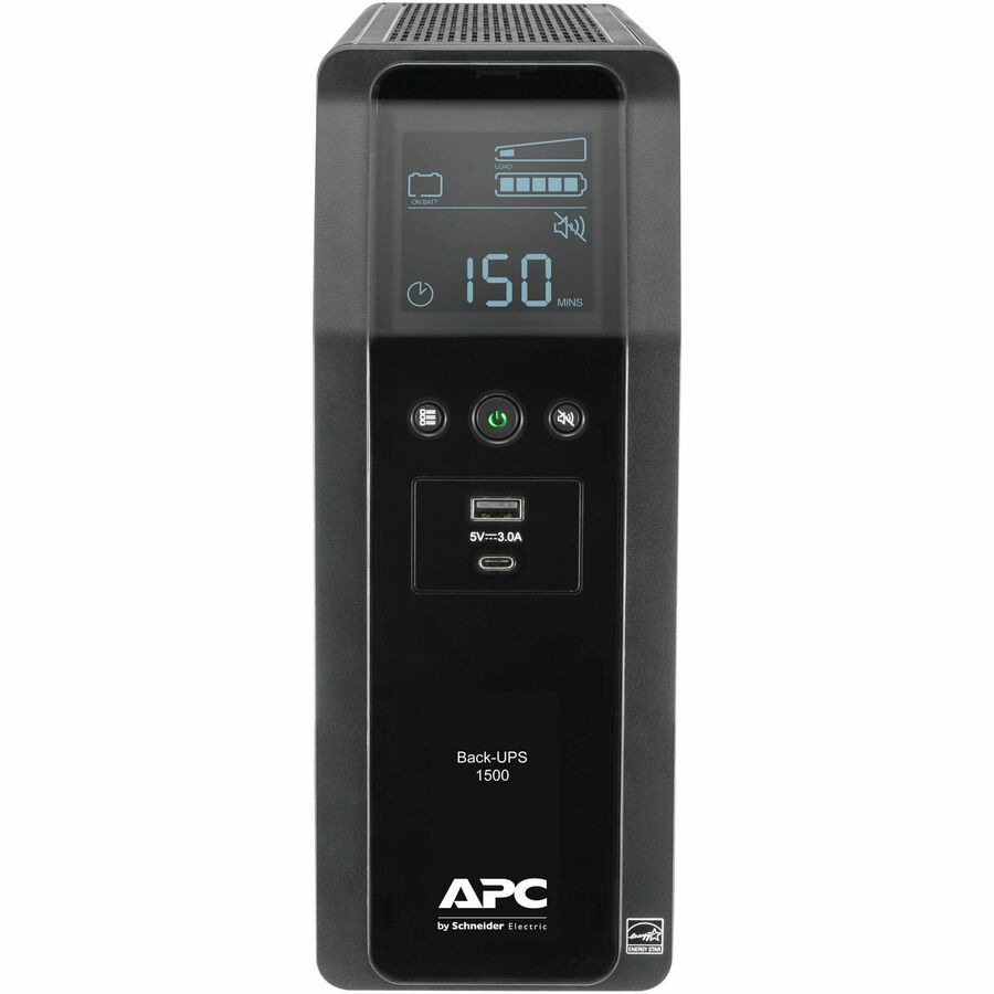 Thumbnail 2 of 13 for APC Back-UPS Pro, 1500VA, Tower, 120V, 10 NEMA 5-15R outlets, LCD, 1 USB Type C + 1 USB Type A ports