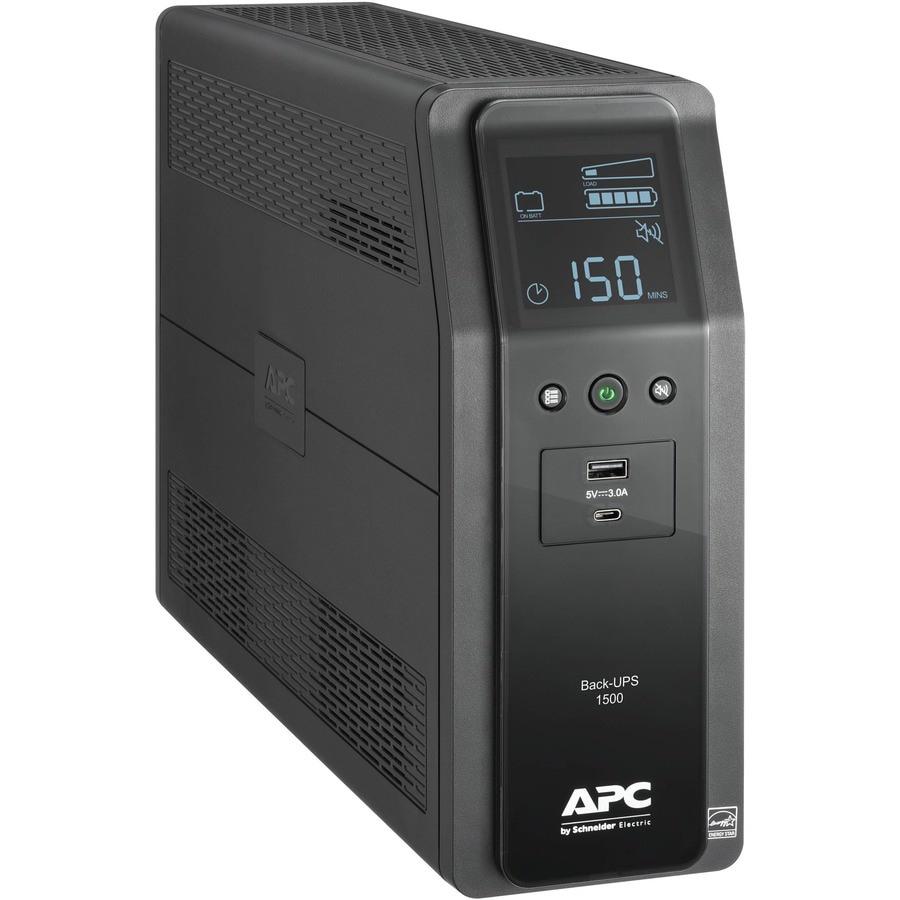 Thumbnail 3 of 13 for APC Back-UPS Pro, 1500VA, Tower, 120V, 10 NEMA 5-15R outlets, LCD, 1 USB Type C + 1 USB Type A ports