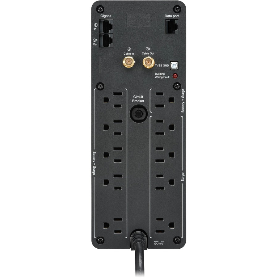 Thumbnail 5 of 13 for APC Back-UPS Pro, 1500VA, Tower, 120V, 10 NEMA 5-15R outlets, LCD, 1 USB Type C + 1 USB Type A ports