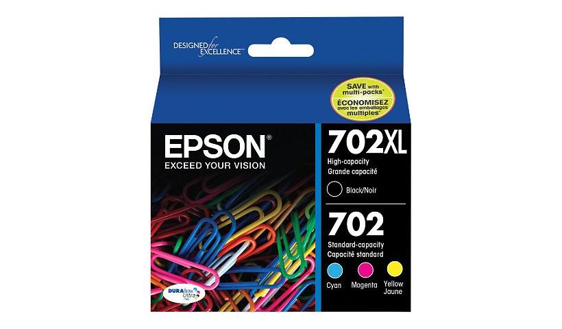 Epson 702XL - 4-pack - High Capacity - black, yellow, cyan, magenta - original - ink cartridge
