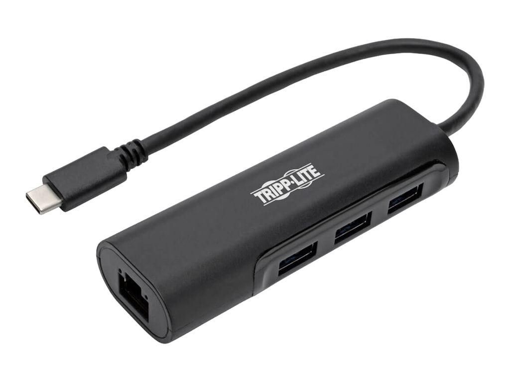 Tripp Lite USB 3.1 Gen 1 USB-C Multiport Portable Hub/Adapter, 3 USB-A Ports and Gigabit Ethernet Port, Thunderbolt 3