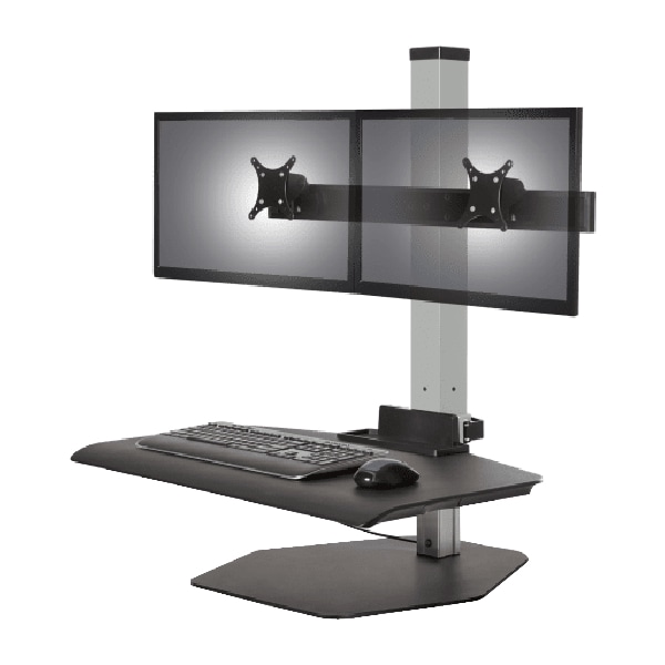 Innovative Winston Workstation Dual with Compact Work Surface - Silver