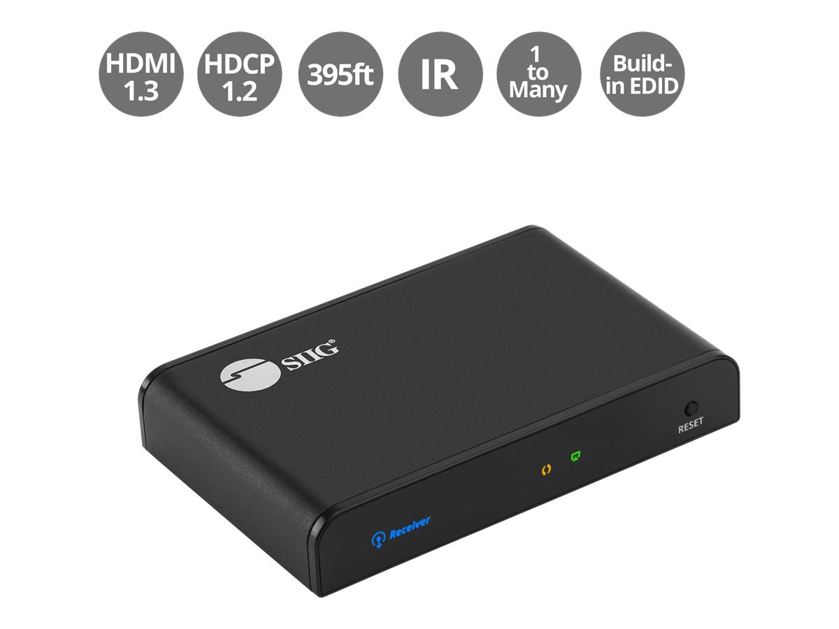 SIIG HDMI HDbitT Over Cat6 Extender with IR & Loop-out - Receiver - video/a