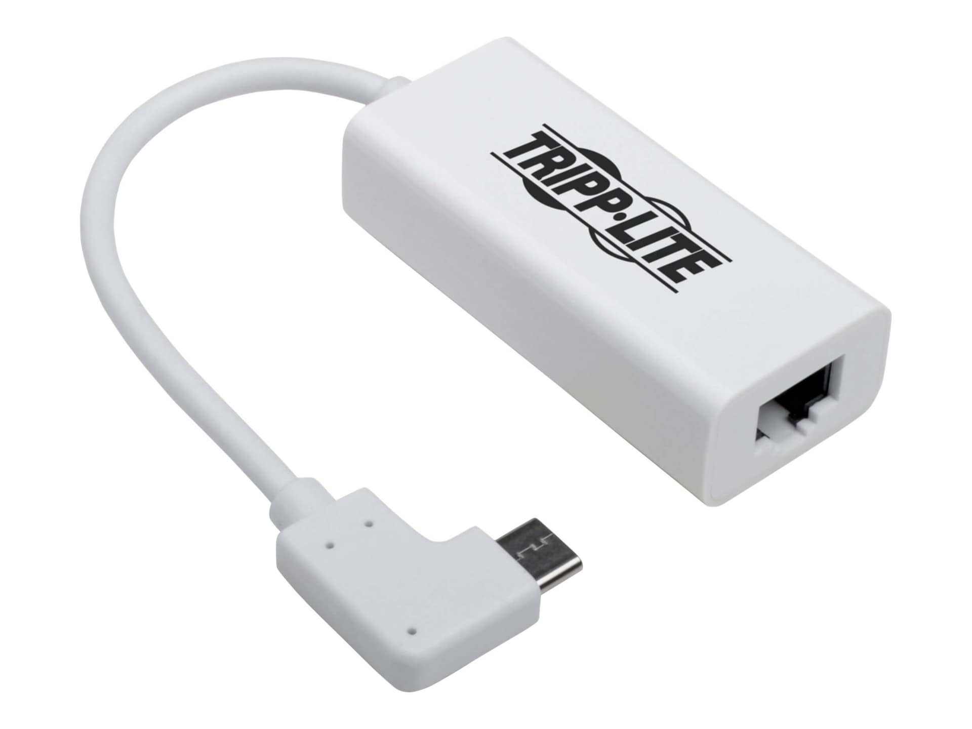 Eaton Tripp Lite Series USB C to Gigabit Adapter Converter USB 3.1 Gen 1 Right-Angle White 6in USB Type C to Ethernet