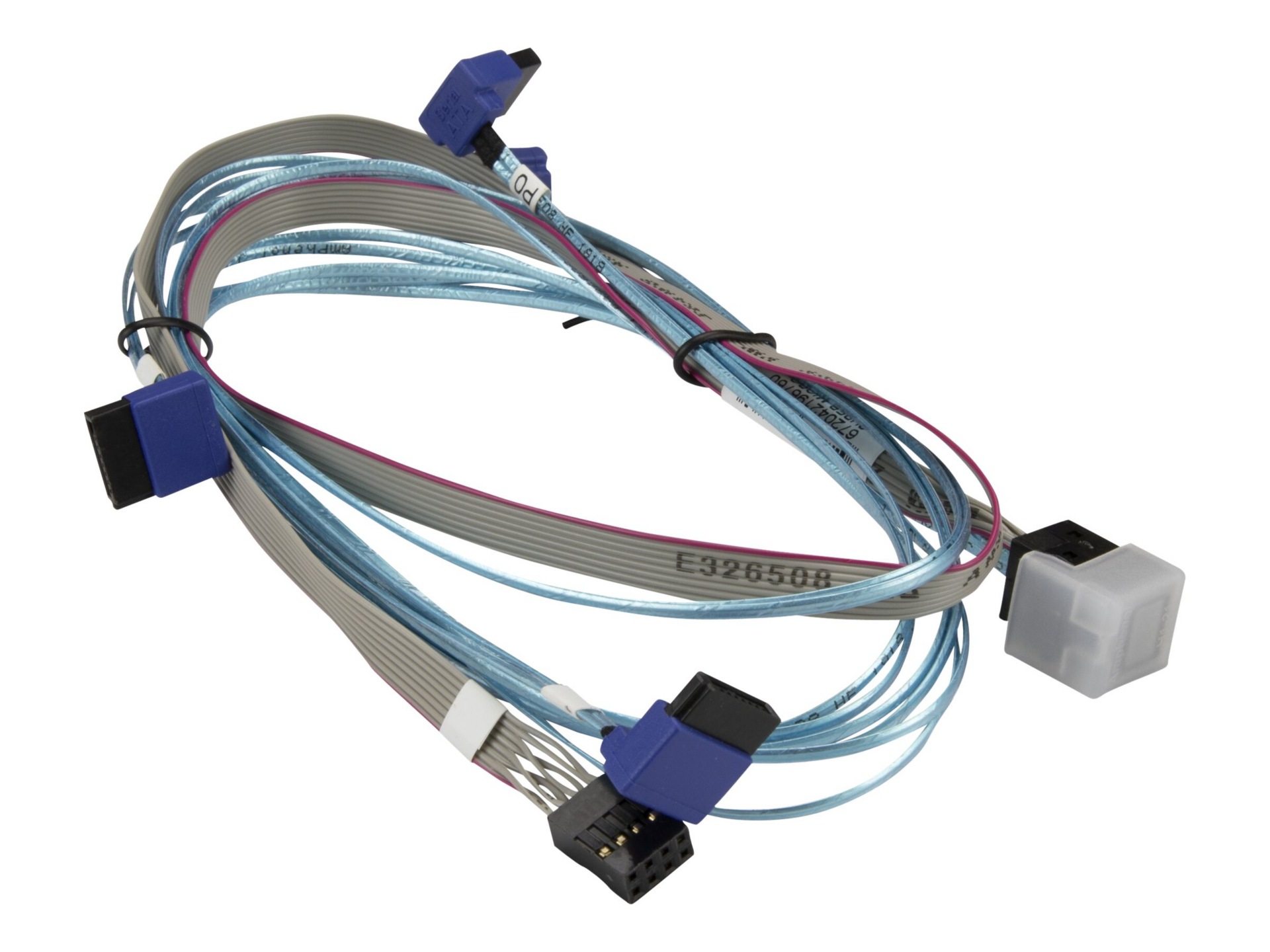 Supermicro 0.7m MiniSAS HD to 4 Right Angle SATA Cable with Sideband, White