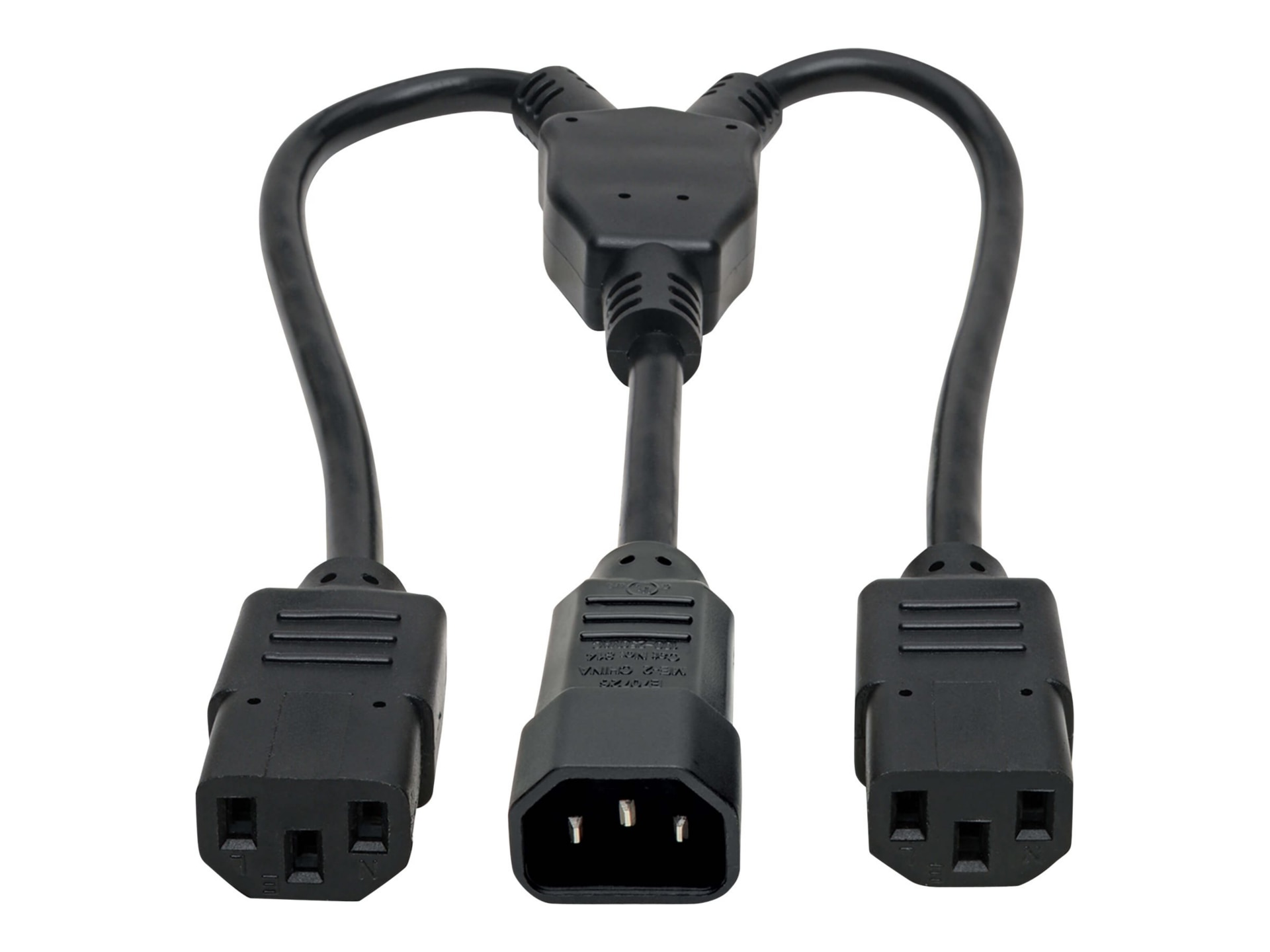 Eaton Tripp Lite Series Power Cord Splitter, C14 to 2xC13 PDU Style - 10A, 250V, 18 AWG, 18-in. (45.72 cm), Black -