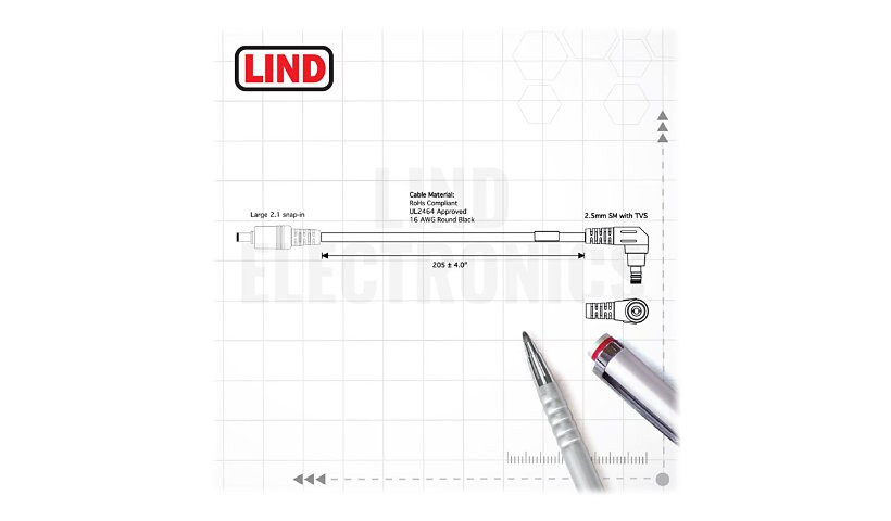 Lind CBLOP-F00698 Output Cable - power cable - DC jack 2.1 mm to DC jack 2.