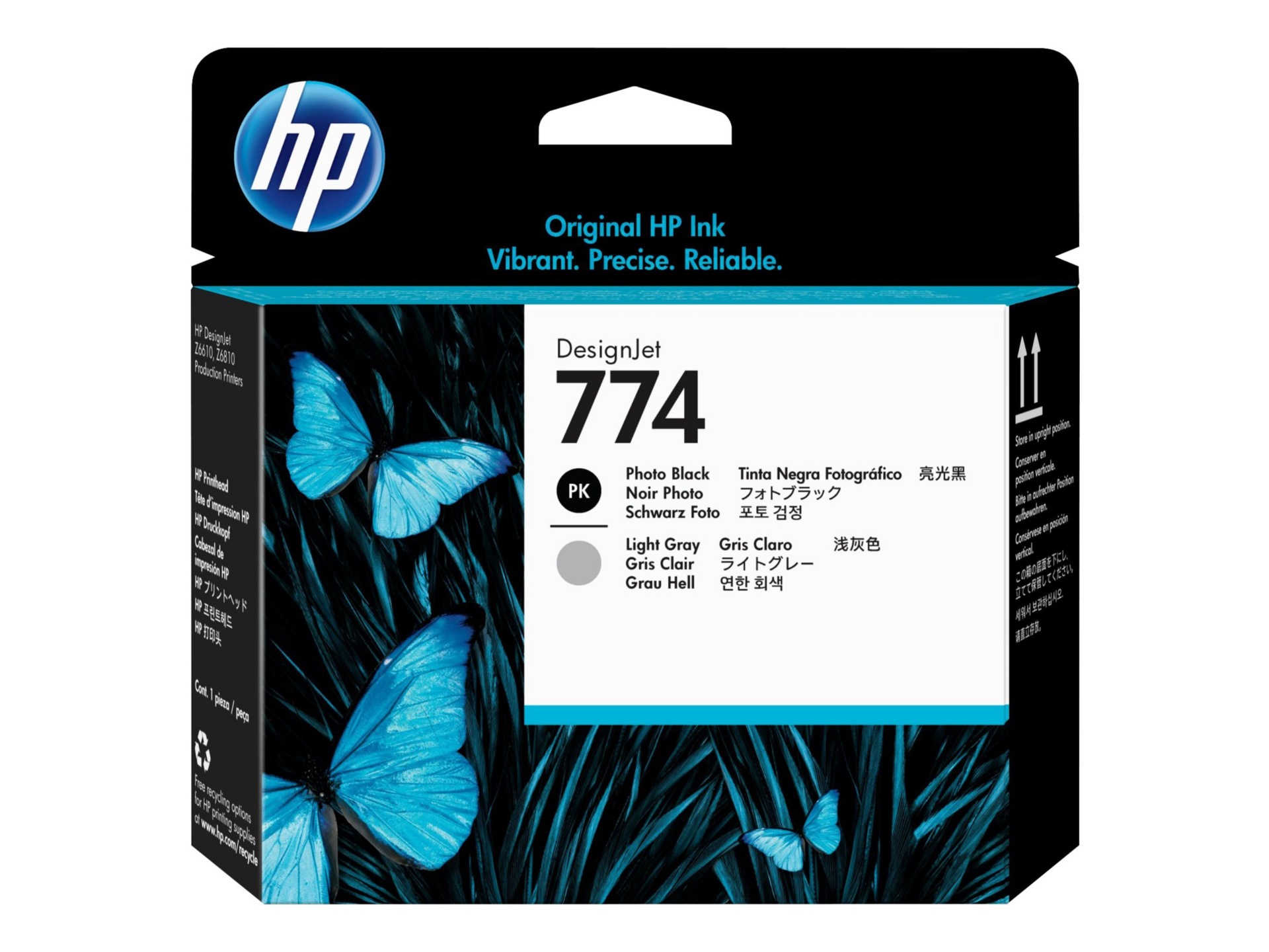 HP 774 Original Inkjet Printhead - Photo Black, Light Gray Pack