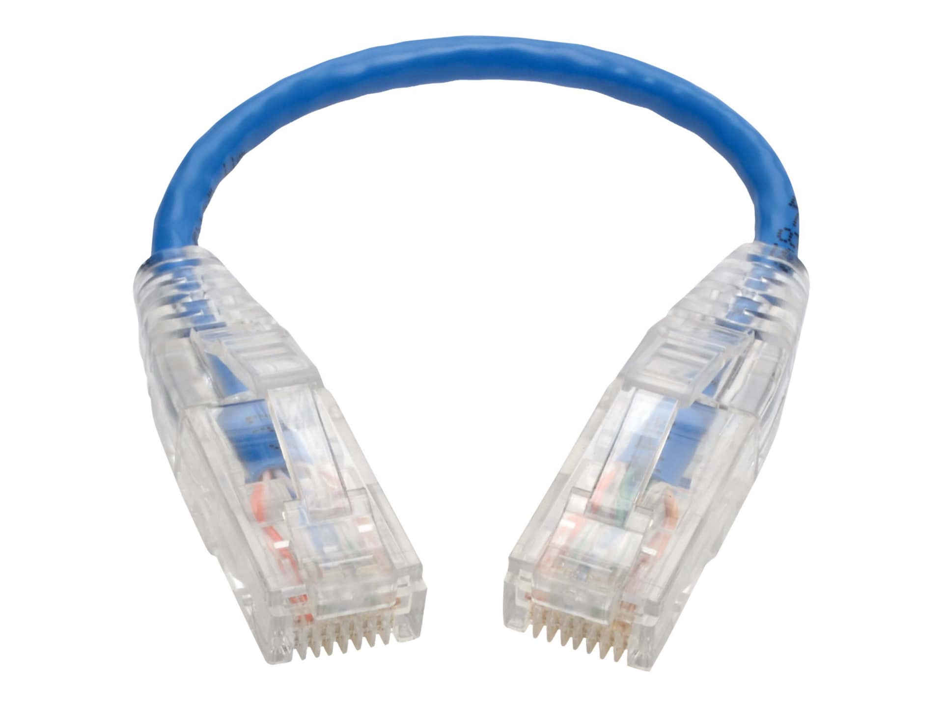 Tripp Lite Cat6 Gigabit Snagless Molded Slim UTP Patch Cable RJ45 Blue 8in