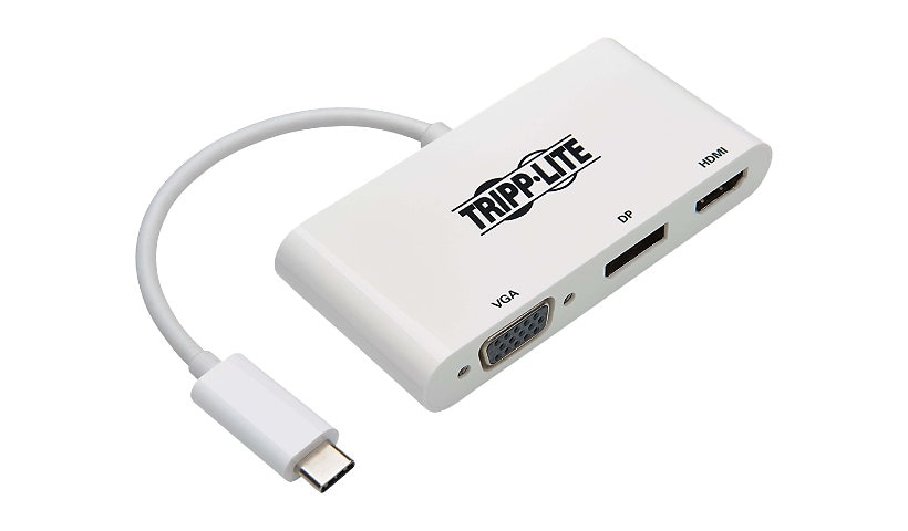 Tripp Lite USB C to HDMI DisplayPort VGA Multiport Adapter 4K USB Type C USB-C - external video adapter - white