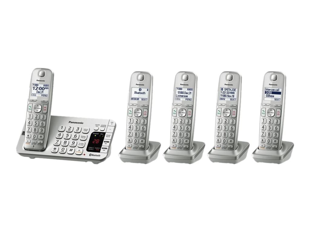 Panasonic Link2Cell KX-TGE475S - cordless phone - answering system - Bluetooth interface with caller ID/call waiting + 4