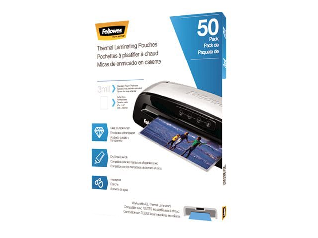 Fellowes 3mil Thermal Laminating Pouches - Clear,50 Pack