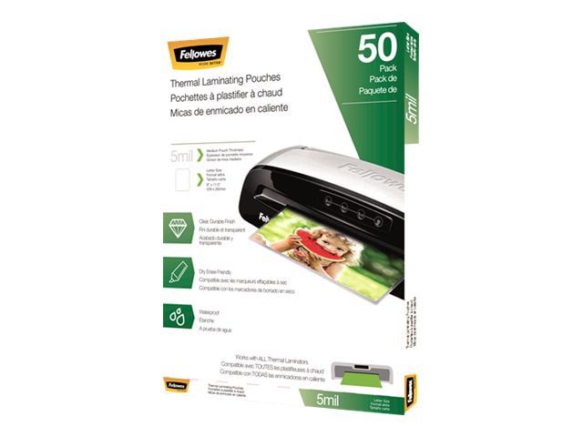 Fellowes 5mil Thermal Laminating Pouches - Clear,50 Pack