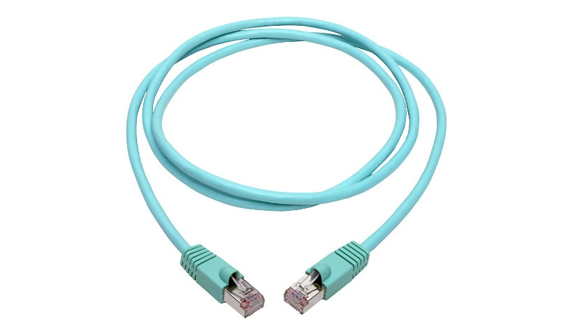 Eaton Tripp Lite Series Cat6a 10G Snagless Shielded STP Ethernet Cable (RJ45 M/M), PoE, Aqua, 5 ft. (1.52 m) - patch