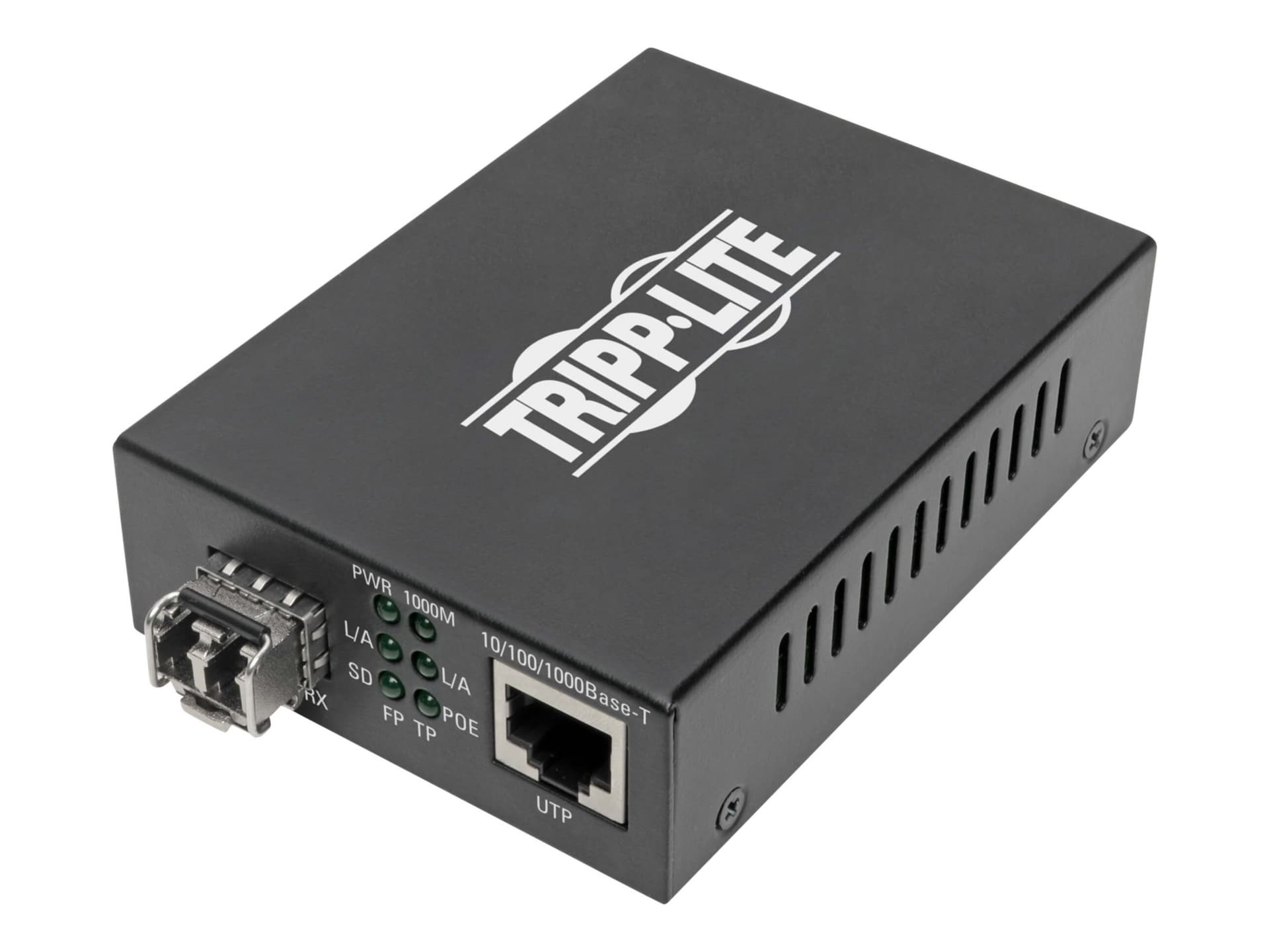 Tripp Lite Gigabit Multimode Fiber to Ethernet Media Converter, POE+ - 10/100/1000 LC, 850 nm, 550 m (1804 ft.) - fiber