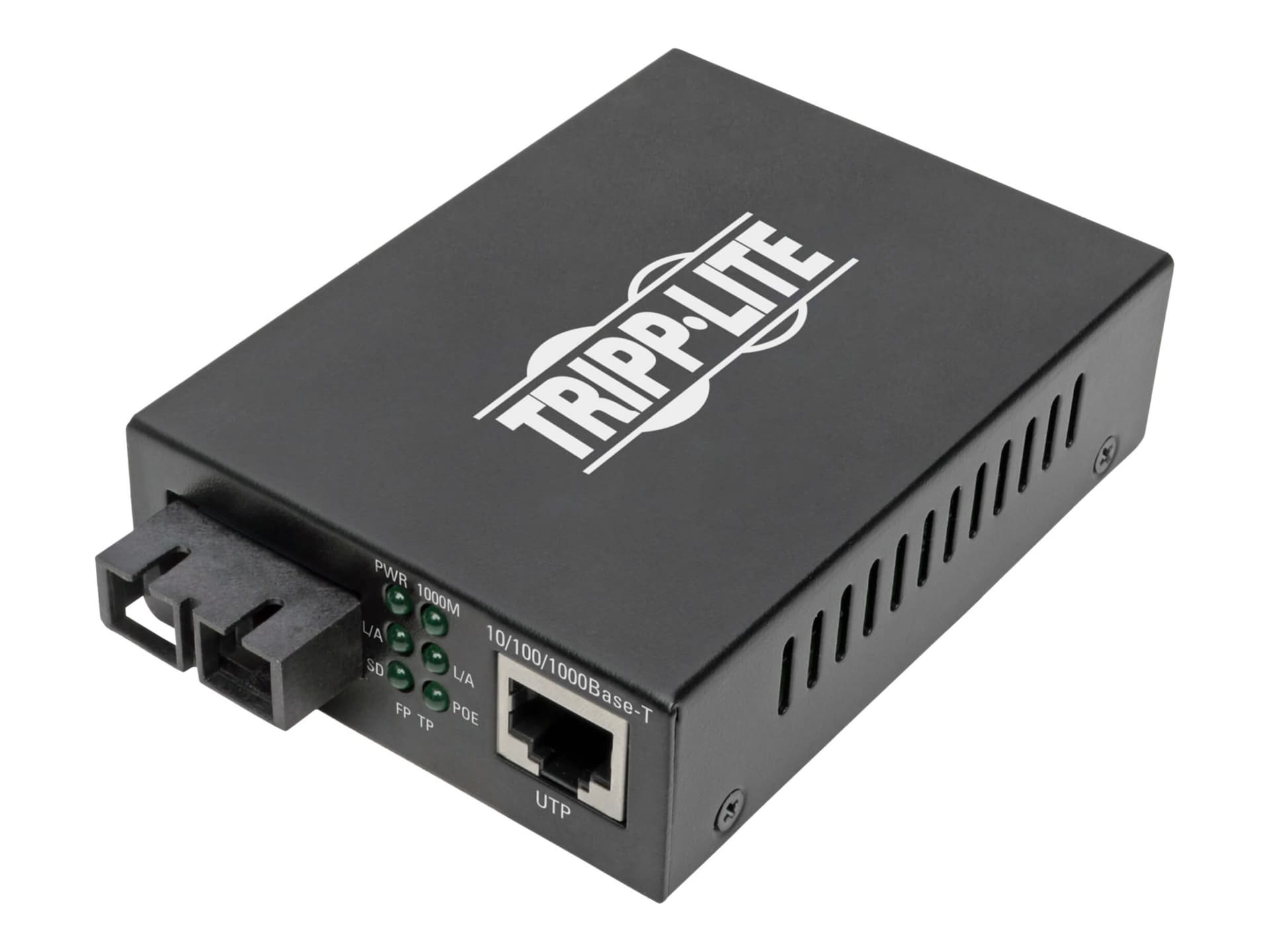 Tripp Lite Gigabit Multimode Fiber to Ethernet Media Converter, POE+ - 10/100/1000 SC, 850 nm, 550 m (1804 ft.) - fiber