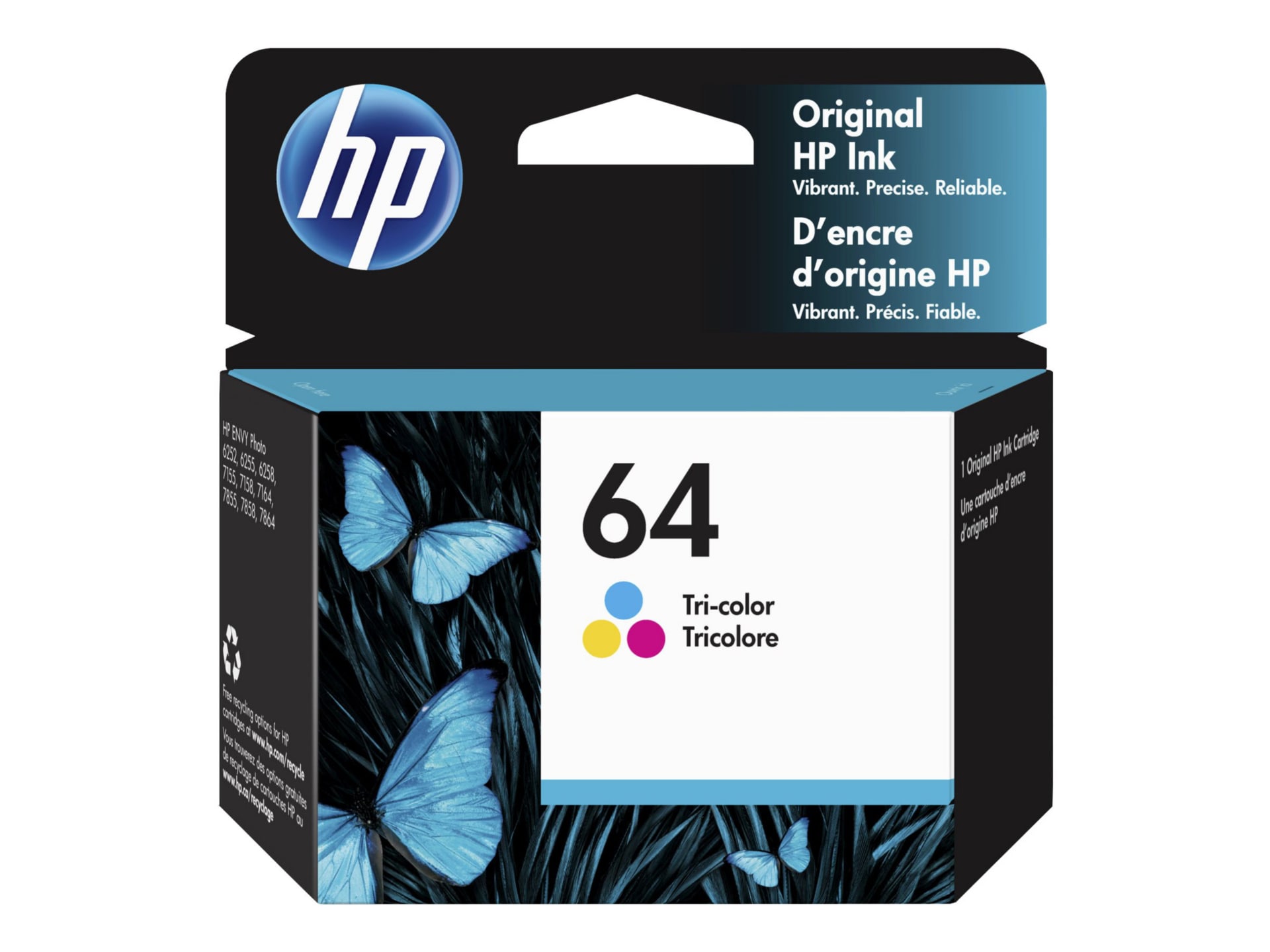 HP 64 Original Inkjet Ink Cartridge - Tri-color - 1 Each