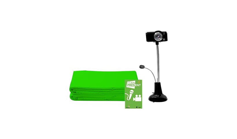 Hamilton Buhl STEAM Education Green Screen Production Kit - with green screen backdrop cloth (274 cm x 152 cm) - webcam
