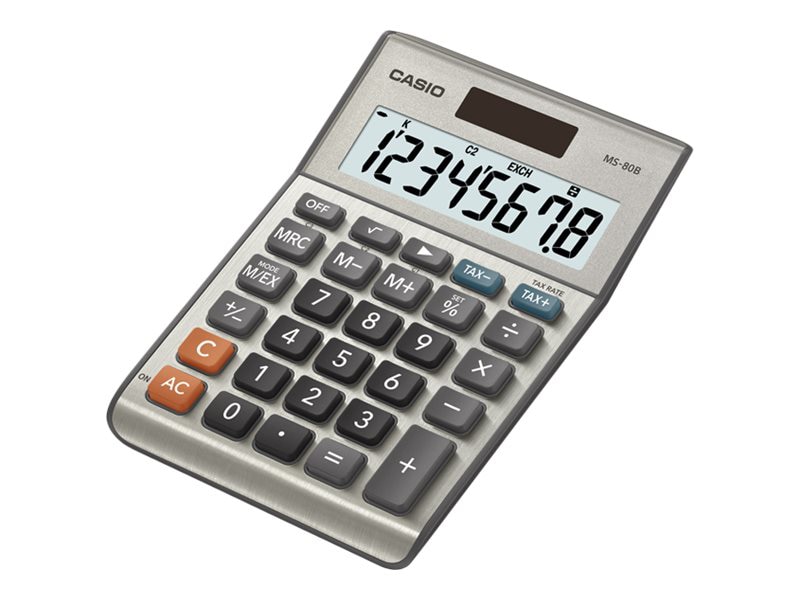 informatie wat betreft Regan Casio MS-80B Mini Desk Type 8-Digit LCD Desktop Calculator - Gray/Silver -  MS80B - -