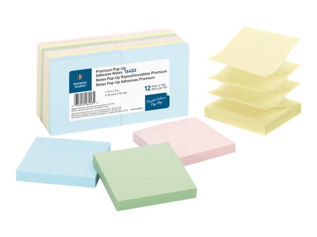 Business Source - pop-up sticky notes - 3 in x 3 in - 1200 sheets (12 x 100)