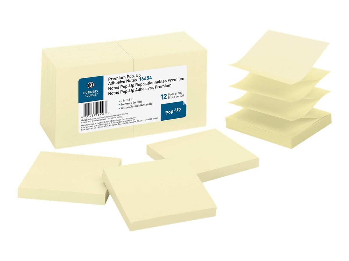 Business Source - pop-up sticky notes - 3 in x 3 in - 1200 sheets (12 x 100)