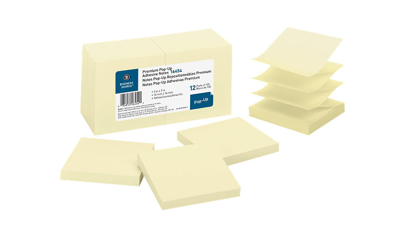 Business Source - pop-up sticky notes - 3 in x 3 in - 1200 sheets (12 x 100