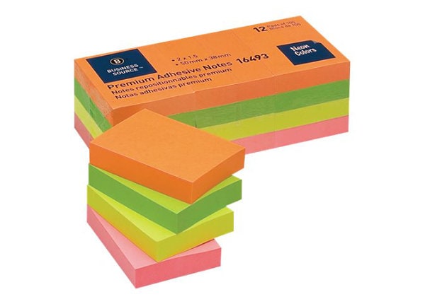 BUSINESS NOTES ADHSV 1.5X2 12PK NEON