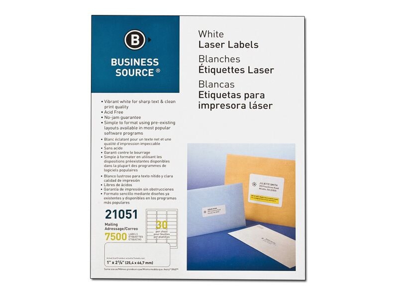 Business Source - address labels - 7500 label(s) - 1 in x 2.63 in
