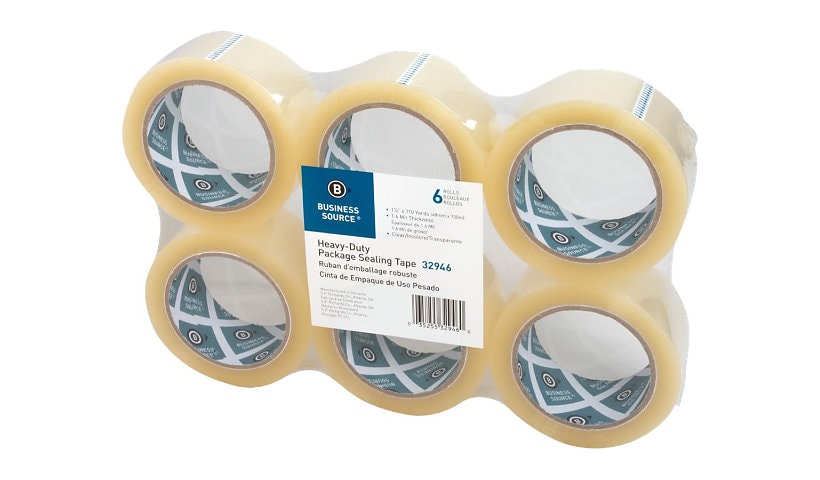 Business Source packaging tape - 1.89 in x 328 ft - clear (pack of 6)