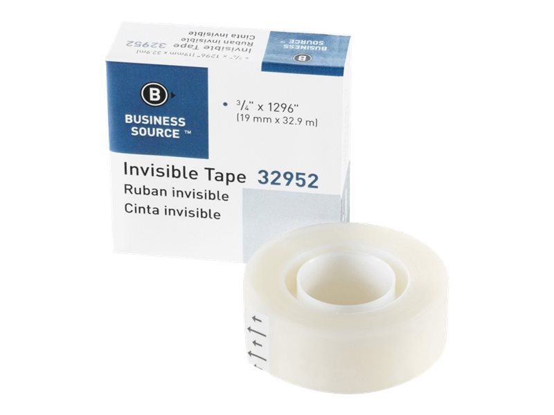 Business Source Invisible office tape - 0.75 in x 108 ft - clear