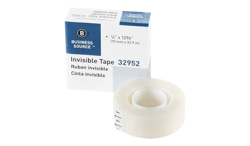Business Source Invisible office tape - 0.75 in x 108 ft - clear