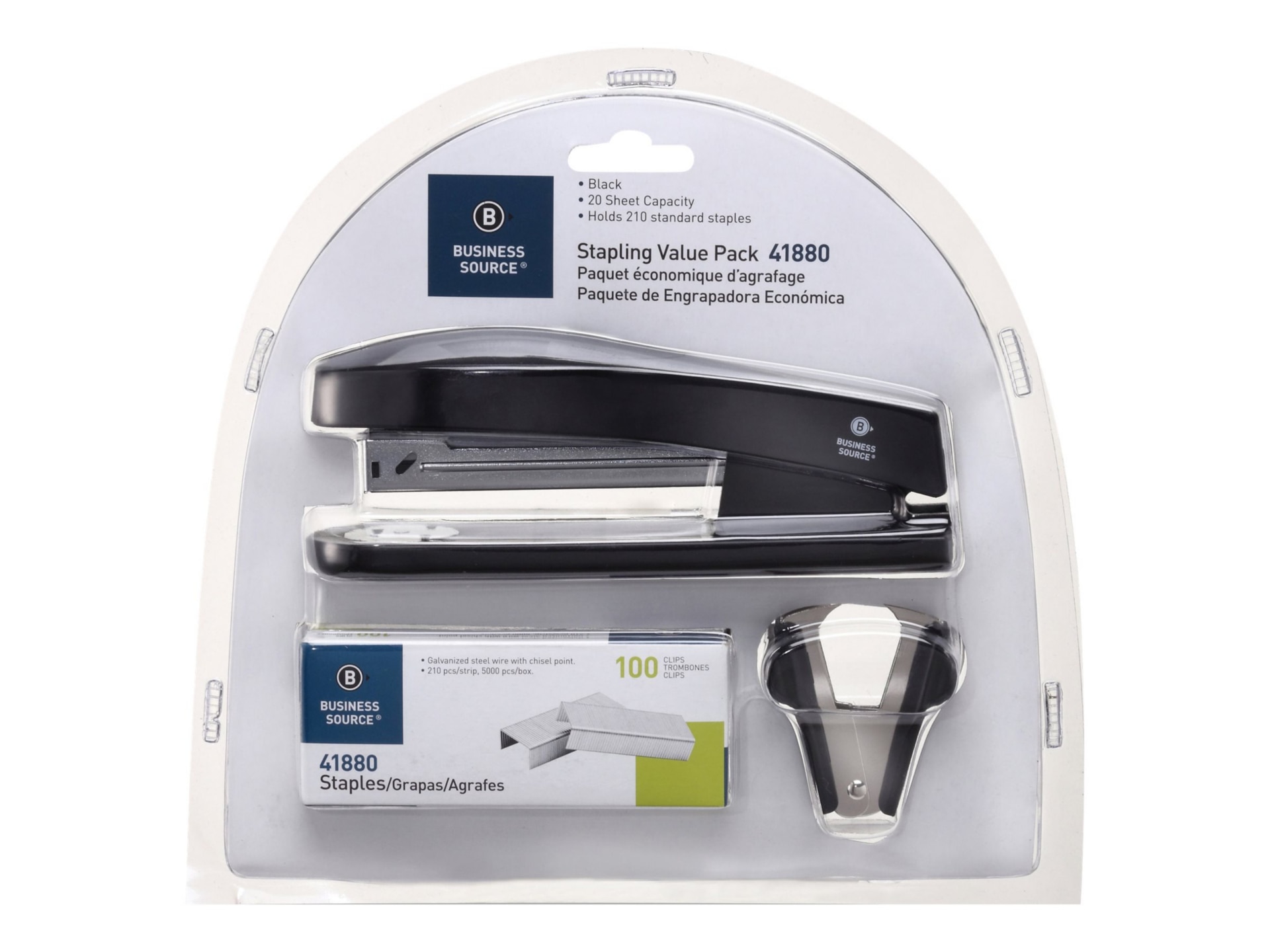 Business Source Stapling Value Pack - Stapler, Staple Remover, Staples - Black
