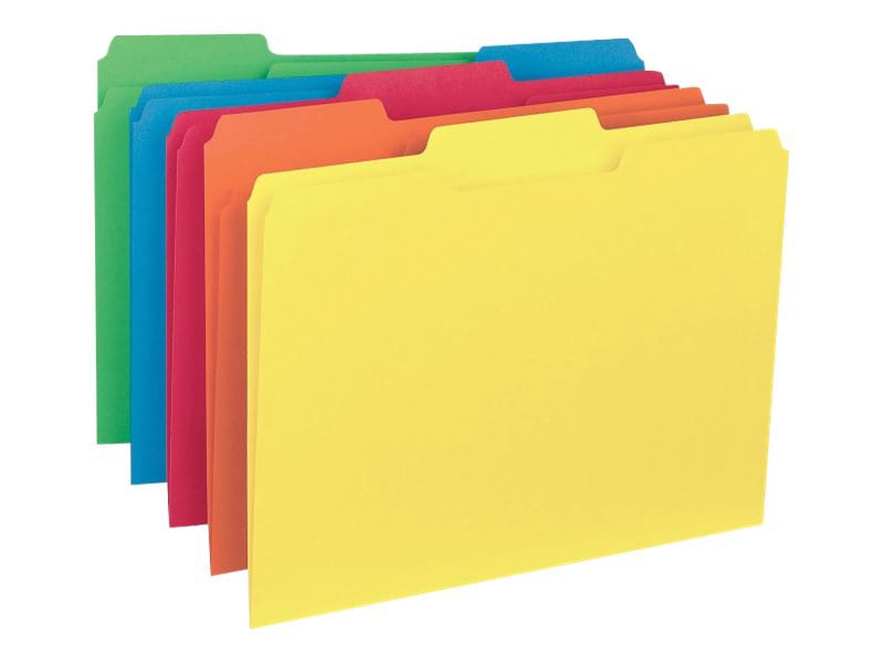 Business Source - file folder - for Letter - tabbed - bright colors, assort